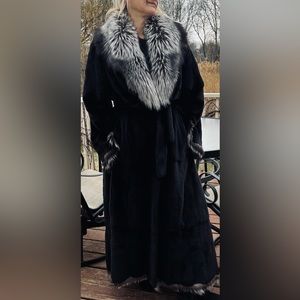 Sheared O’Merinos Fur Coat Huge Fox Collar Italy